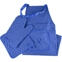 SET 3PCS (DELANTAL+MANOPLA+AGARRADOR) AZUL BENETTON