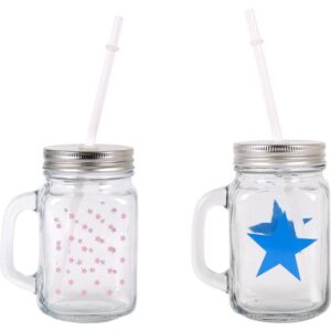 MUG DECO CON TAPA Y PAJITA 450cc STAR