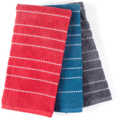 Set de 3 paños de cocina100% algodónDimensiones: 70x50 cmEn colores variados