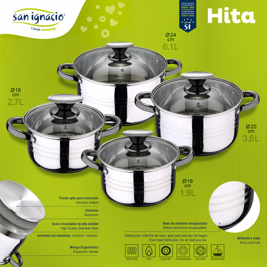 San Ignacio  Juego de 5 Cuchillos de Cocina. Coleccion Green