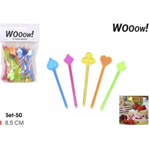 SET 50 PALILLOS COCKTAIL PLASTICO WOOOW