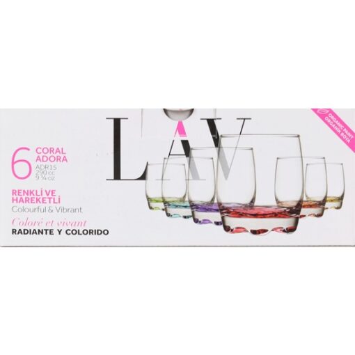SET 6 VASOS AGUA 290CC ADORA CORAL - Imagen 2
