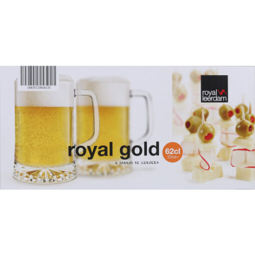 SET 6 JARRA CERVEZA 62CL ROYAL GOLD - Imagen 2