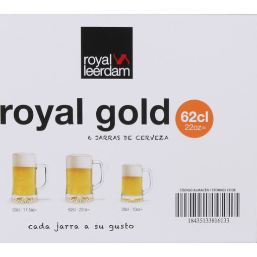 SET 6 JARRA CERVEZA 62CL ROYAL GOLD - Imagen 3