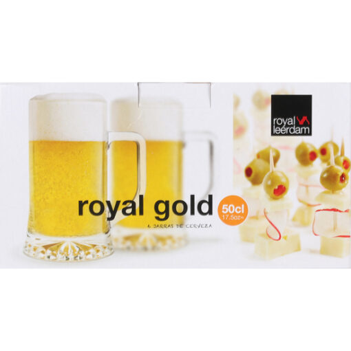 SET 6 JARRA CERVEZA 50CL ROYAL GOLD - Imagen 2