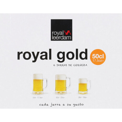 SET 6 JARRA CERVEZA 50CL ROYAL GOLD - Imagen 3