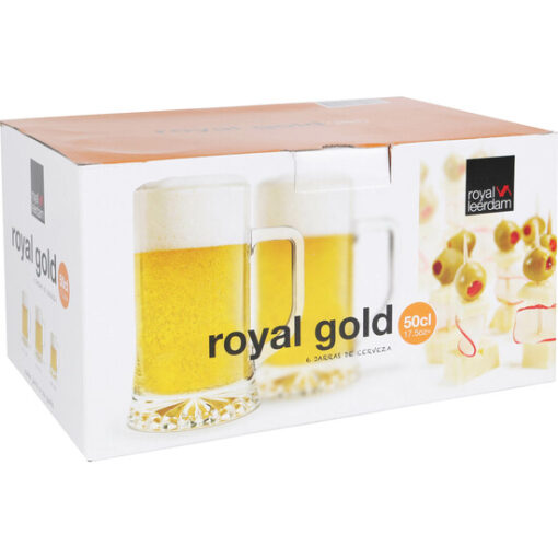 SET 6 JARRA CERVEZA 50CL ROYAL GOLD - Imagen 6