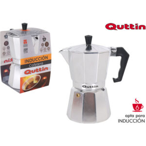 CAFETERA ALUMINIO GRIS 6 SERVICIOS INDUCCIÓN QUTTIN