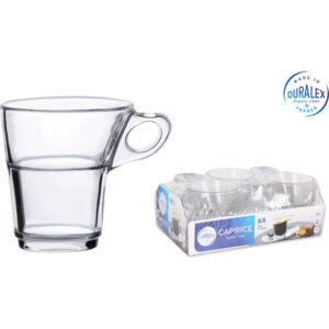 SET 6 TAZAS CAFE APILABLE TRANSP. 9cl CAPRICE