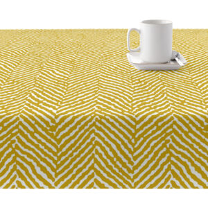 Mantel resinado antimanchas modelo Alejandria Mostaza  Categoría: Lisos y Básicos  Calidad: Tejido 100% algodón resinado antimanchas (tacto plastificado).  Mantel confeccionado antimanchas