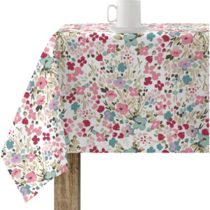 Mantel resinado antimanchas modelo 0120-52  Categoría: Nueva colección algodón  Calidad: Tejido 100% algodón resinado antimanchas (tacto plastificado).  Mantel confeccionado antimanchas