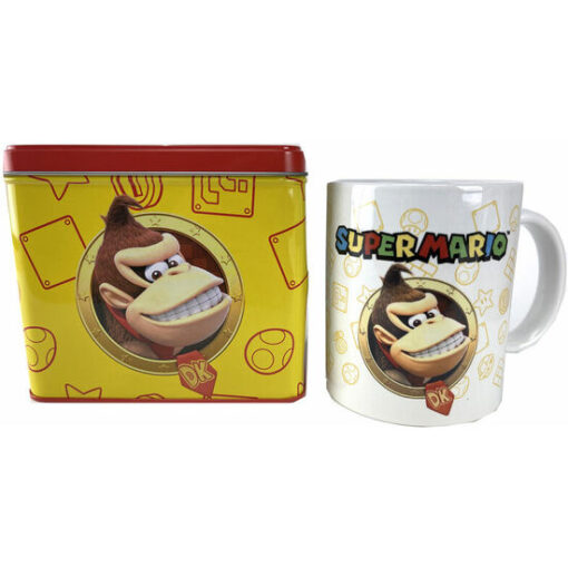 SET TAZA + HUCHA DONKEY KONG SUPER MARIO BROS NINTENDO  Taza ceramica y hucha metalica.