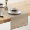 Camino de mesa lino 100% Taupe  Categoría: 100% Lino liso  Calidad: Tejido 100% lino 195 grs.  Camino de mesa con hilos naturales de lino orgánico. Un producto exclusivo