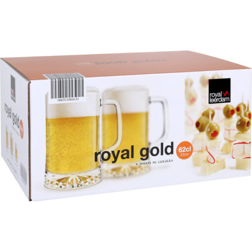 SET 6 JARRA CERVEZA 62CL ROYAL GOLD - Imagen 6