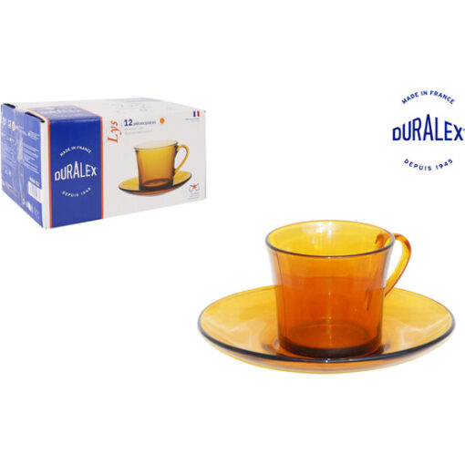 SET 6 TAZAS CON PLATO 18cl  AMBAR "LYS"