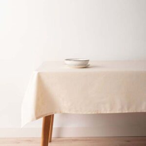 Mantel antimanchas jacquard Bacoli 32010D2 crudo. Mantel confeccionado con un innovador acabado resinado