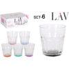 SET 6 VASOS AGUA 305cc COLORES PASTEL