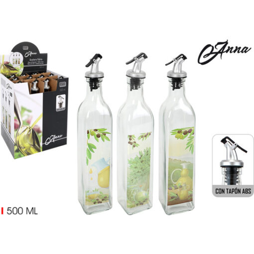 ACEITERA VIDRIO 500ML CON TAPON ABS ANNA