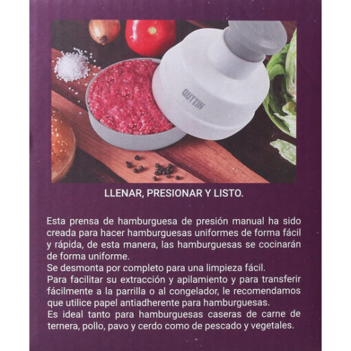 Prensa Hamburguesas Manual Plast. Quttin - Imagen 3
