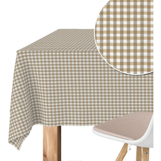 MANTEL TEFLONADO CONFECCIONADO PETIT VICHY TAUPE 100X140 CM - Imagen 3