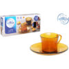 SET 6 TAZAS CON PLATO 18cl  AMBAR LYS