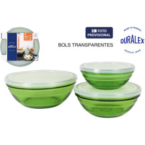 SET 3 BOLS 14/17/20.5cm C/TAPA TRANSP. "LYS"