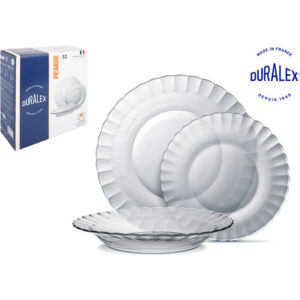 VAJILLA TRANSP. 12pc DURALEX "PICARDIE"