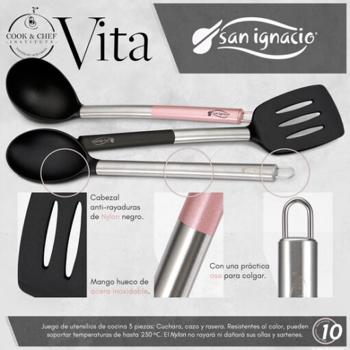 SET 3PC UTENSILIOS DE COCINA NYLON - Imagen 4