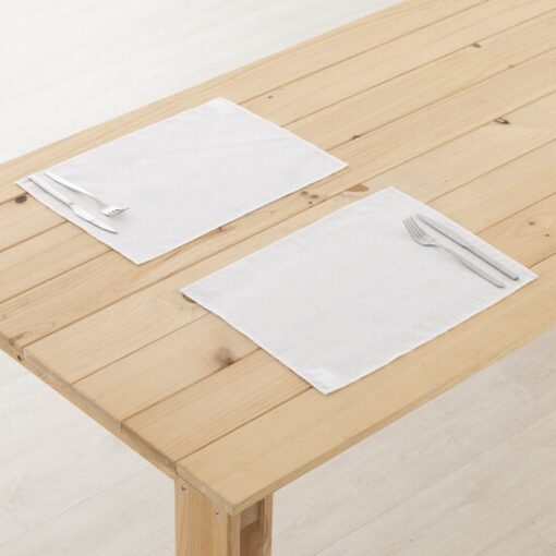 Pack 2 unidades mantel individual hidrofugado antimanchas Lino 100% Blanco  Categoría: 100% Lino liso  Calidad: Tejido 100% Lino. 195 grs.  Mantel con hilos naturales de lino orgánico. Un producto exclusivo