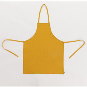 DELANTAL SIN BOLSILLO 100% LINO MUSTARD. Delantal unisex sin bolsillo sin lazada trasera. Tacto suave