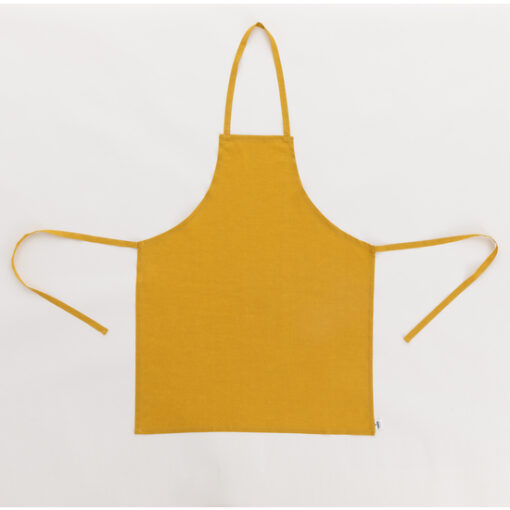 DELANTAL SIN BOLSILLO 100% LINO MUSTARD. Delantal unisex sin bolsillo sin lazada trasera. Tacto suave