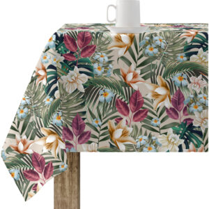 Mantel resinado antimanchas modelo 0119-18  Categoría: Nueva colección algodón  Calidad: Tejido 100% algodón resinado antimanchas (tacto plastificado).  Mantel confeccionado antimanchas