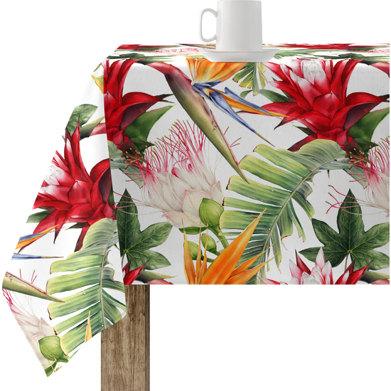 Mantel resinado antimanchas modelo GRECIA 136 Categoría: Nueva colección algodón Calidad: Tejido 100% algodón resinado antimanchas (tacto plastificado). Mantel confeccionado antimanchas