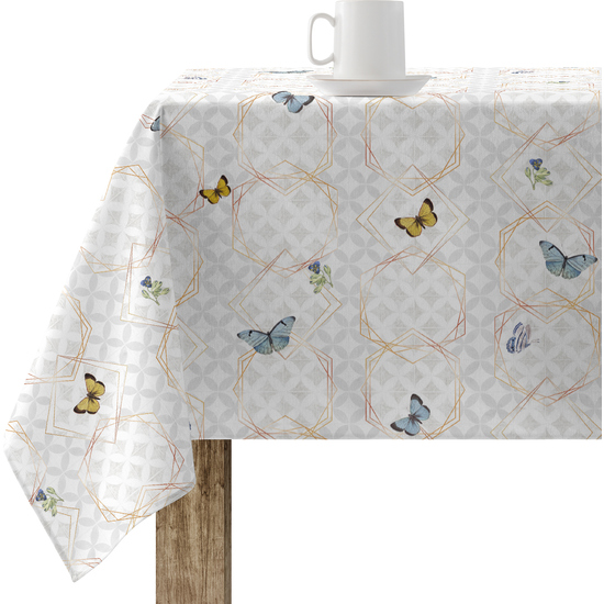 Mantel resinado antimanchas modelo 0120-256 Categoría: Nueva colección algodón Calidad: Tejido 100% algodón resinado antimanchas (tacto plastificado). Mantel confeccionado antimanchas