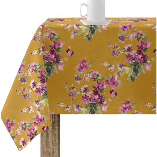 Mantel resinado antimanchas modelo V20 Categoría: Nueva colección algodón Calidad: Tejido 100% algodón resinado antimanchas (tacto plastificado). Mantel confeccionado antimanchas