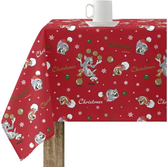 MANTEL RESINADO (TACTO PLASTIFICADO) ANTIMANCHAS MODELO TOM & JERRY CHRISTMAS 1. Mantel estampado confeccionado antimanchas