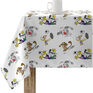 Mantel resinado (tacto plastificado) antimanchas modelo Soccer 1 W  Modelo: Soccer 1 W Color: multicolor Composición: Tejido 100% algodón resinado. Tipo de Confección:  Tipo de Estampación: Estampamos en pigmento