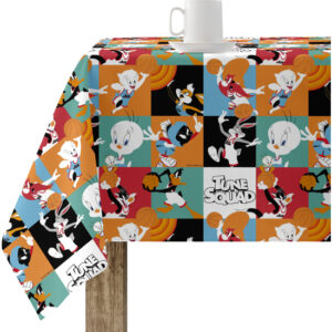 Mantel resinado (tacto plastificado) antimanchas modelo Tune Squad 02  Modelo: Tunes Squad 02 Color: multicolor Composición: Tejido 100% algodón resinado. Tipo de Confección:  Tipo de Estampación: Estampamos en pigmento