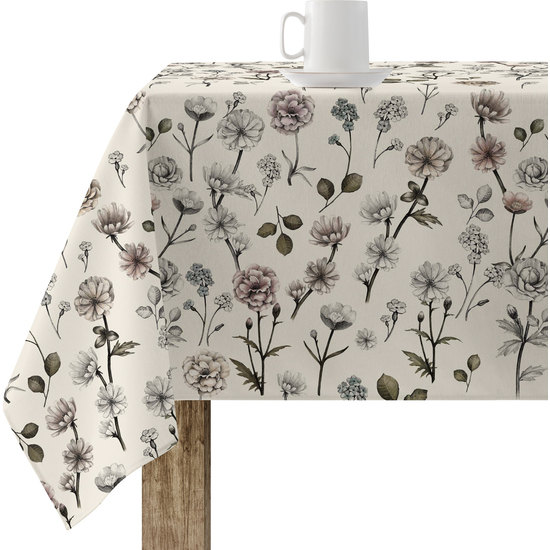 Mantel resinado antimanchas modelo 0119-21 Categoría: Nueva colección algodón Calidad: Tejido 100% algodón resinado antimanchas (tacto plastificado). Mantel confeccionado antimanchas