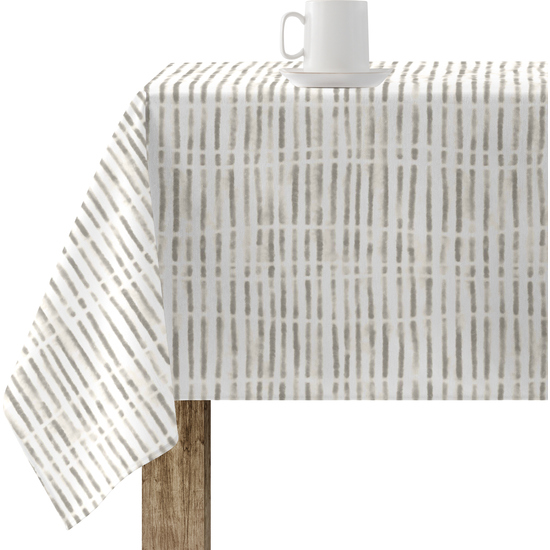 Mantel resinado antimanchas modelo 0120-186 Categoría: Lisos y Básicos Calidad: Tejido 100% algodón resinado antimanchas (tacto plastificado). Mantel confeccionado antimanchas