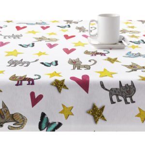 maquinas de estampación y confección propia. Nuestros tejidos son sostenibles y lo demostramos con nuestro sello GOTS para el algodón y EUROPEAN FLAX para el lino. Además libres de tóxicos como demuestra nuestro sello oeko-tex. Nuestra estampación es la más sostenible (pigment water free) y no desprende residuos ni CO2. No somos perfectos pero si perfeccionistas.  Cuidados: Se limpia facilmente con una bayeta humeda gracias al acabado resinado