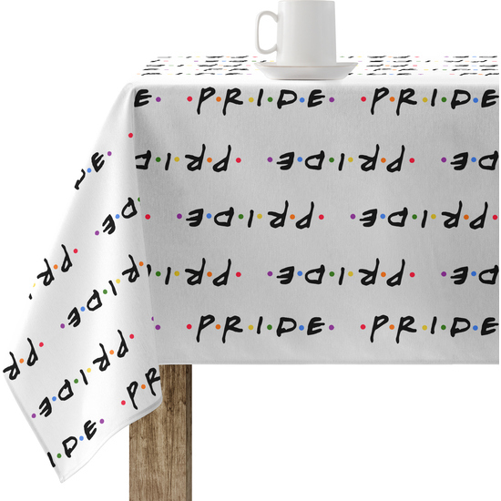 MANTEL RESINADO ANTIMANCHAS PRIDE 83 300X140. Agrega un toque de inclusión y conciencia social a tu mesa con nuestros manteles resinados antimanchas. Con un diseño vibrante y único basado en el Día del Orgullo LGTBIQ+
