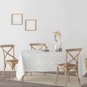 mantiene una flexibilidad que evita que se vuelva completamente rígido. Este mantel es 100% algodón Half Panamá lo que lo hace aún más atractivo y respetuoso con el medio ambiente. Además