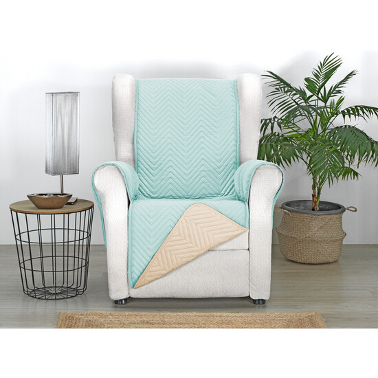 CUBRE SOFÁ MILANO 1 PLAZA AGUAMARINA/BEIGE - Imagen 2