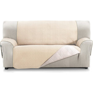 CUBRE SOFÁ MILANO 2 PLAZAS BEIGE/LINO