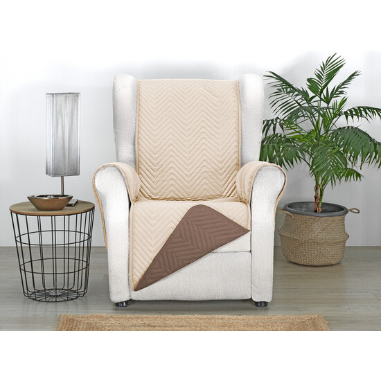 CUBRE SOFÁ MILANO 1 PLAZA BEIGE/MARRÓN - Imagen 2