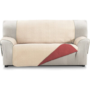 CUBRE SOFÁ MILANO 2 PLAZAS BEIGE/ROJO