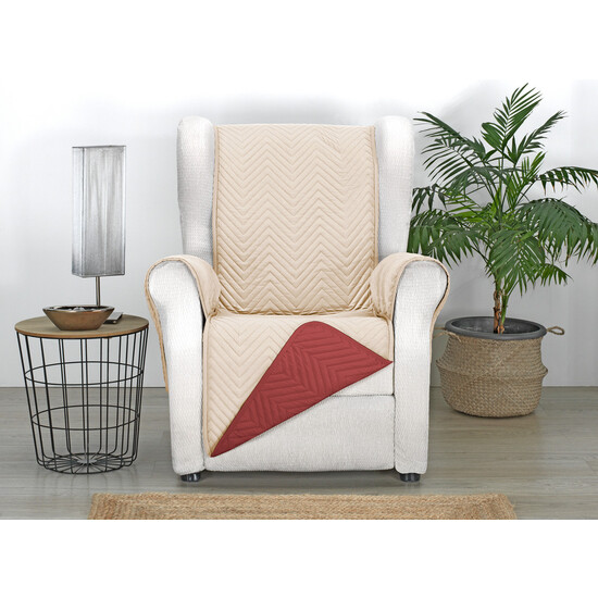 CUBRE SOFÁ MILANO 1 PLAZA BEIGE/ROJO - Imagen 2