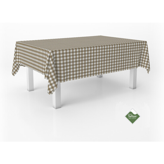 MANTEL TEFLONADO CONFECCIONADO VICHY CUERO 140X140 CM