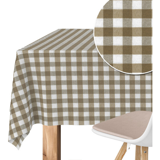 MANTEL TEFLONADO CONFECCIONADO VICHY CUERO 250X140 CM - Imagen 3